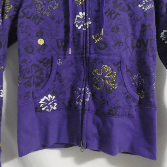 360 SURF | medium | Zip-Up Graphic Purple Hooded Sweatshirt | Hoodie | NWOT - Picture 8 of 16